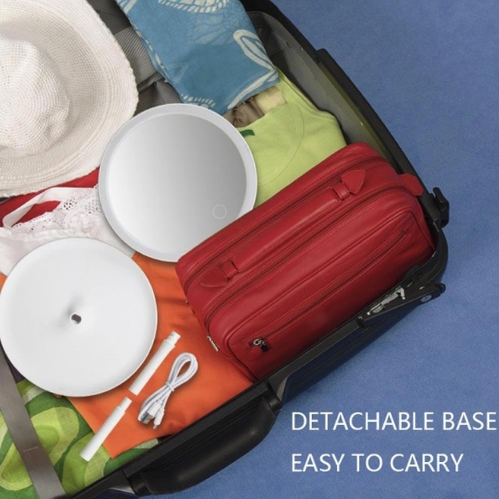 Mirror Lamp Makeup Mirrors Table Mirror Luminous Portable Magnifying LED Lighted USB Round 90 ° Rotation Bathroom Beauty