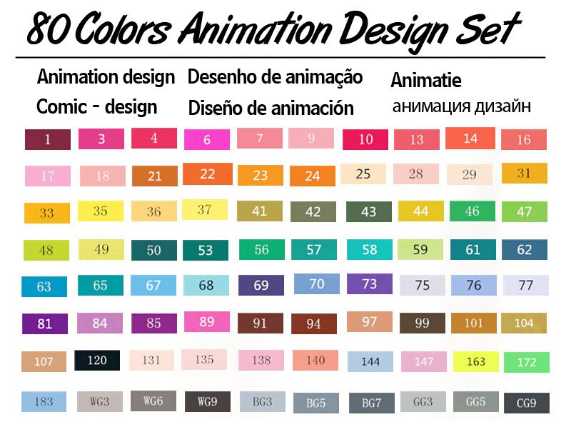 TOUCHNEW-marqueurs à alcool à double tête pour dessiner, 30/40/60/80/168 couleurs, marqueurs artistiques pour dessin Manga: 80 Animation Set