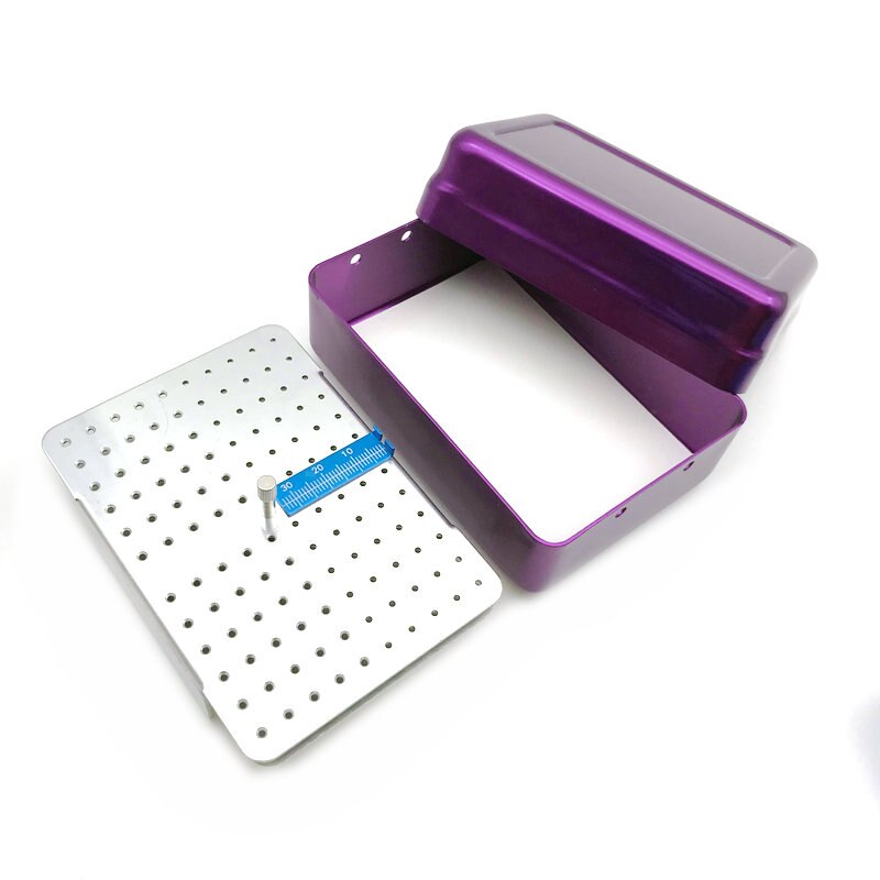 120 Holes Dental Endo File Bur Holder Block Autoclave Sterilizer Case Disinfection Box with Ruler