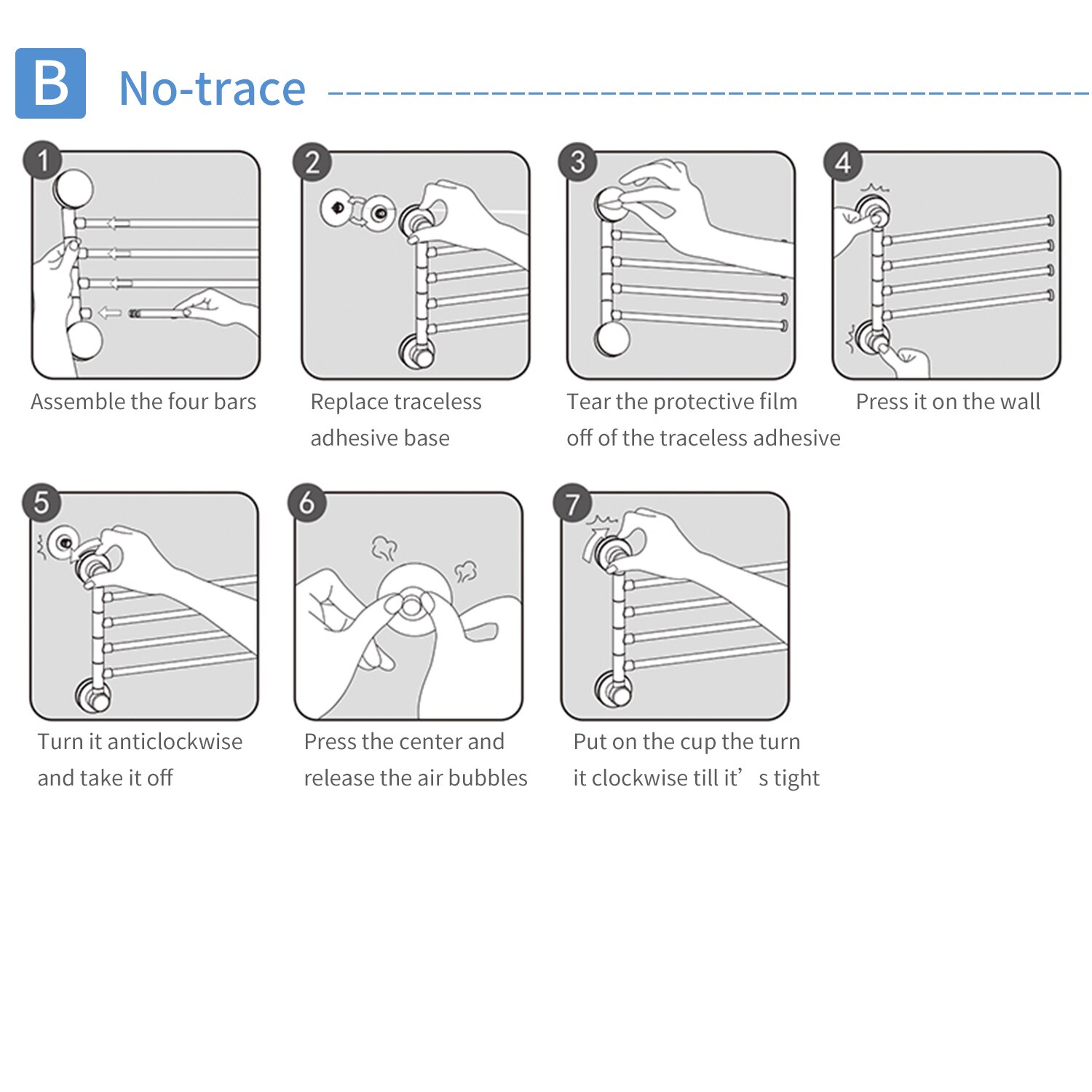Veggmontert håndklestang med sugekopp swing henger holder lagringsorgan avtakbar plassbesparende for bad kjøkken