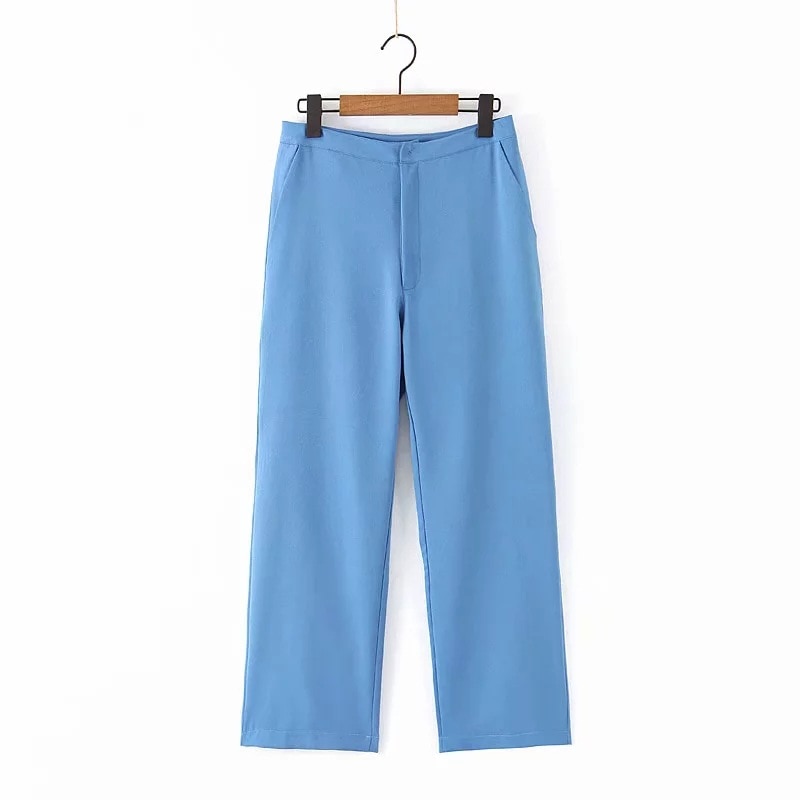 Buksedress 2- delt sett til kvinner blazer jakke & bukse kontor dame slank uformelt kommode til kvinner høst: Bukser / M