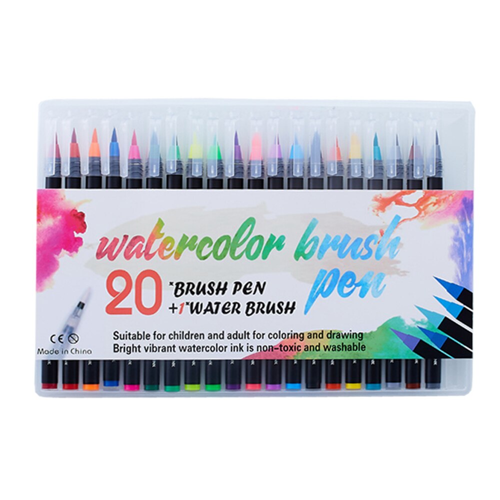 Pincel de acuarela de 20 colores, marcador de arte, fieltro, pintor, pincel suave conjunto para colorear, pluma Manga para dibujar, pintar y caligrafía: MB-20 Color