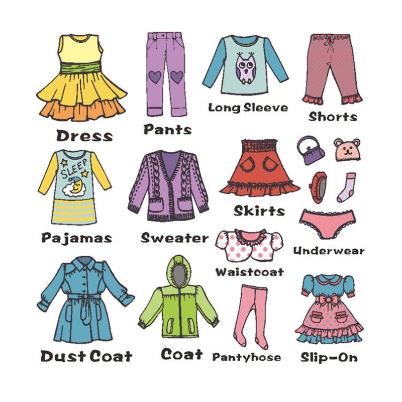 Girls' clothing classification logo wall stickers closet sorting storage tip stickers