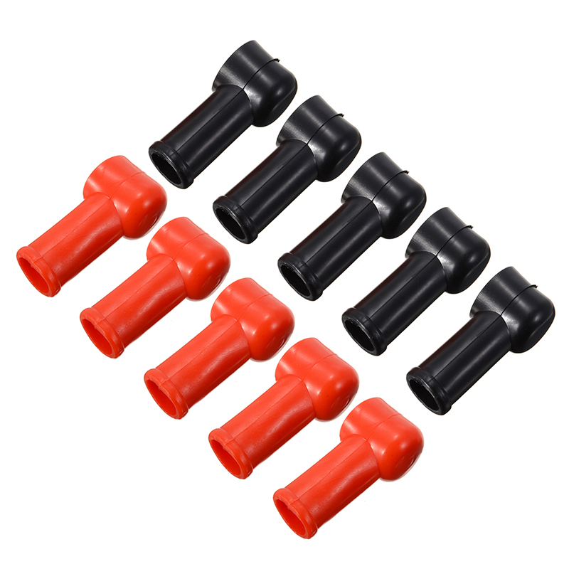 10pcs Black Red Battery Terminal Protective Covers Round Insulating Caps Insulating Protector Replacement Batteries Accessories