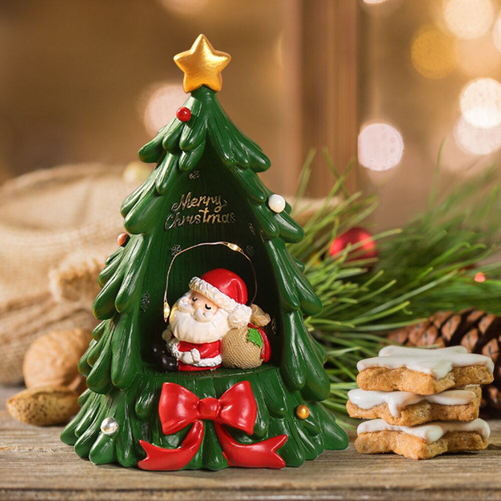 Christmas Santa Tafel Boom Ster Lichten Lamp Grote Tafelblad Kantoor Xmas Decoratie Pvc Wit Hout Thuis Ornamenten