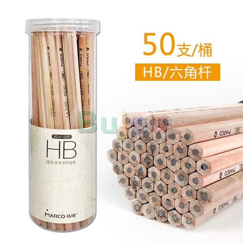 Marco Marco Pencil, Non-toxic HB Children's Brush, Kindergarten Beginners Practice Writing Pen, School Supplies Set,50 pens: nature(HB)