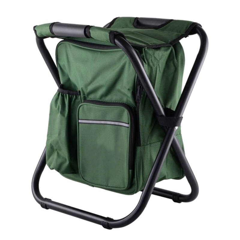 Multifunctional Foldable Camping Chair Seat with Picnic Bag Hiking Seat Bag ENA88: Green