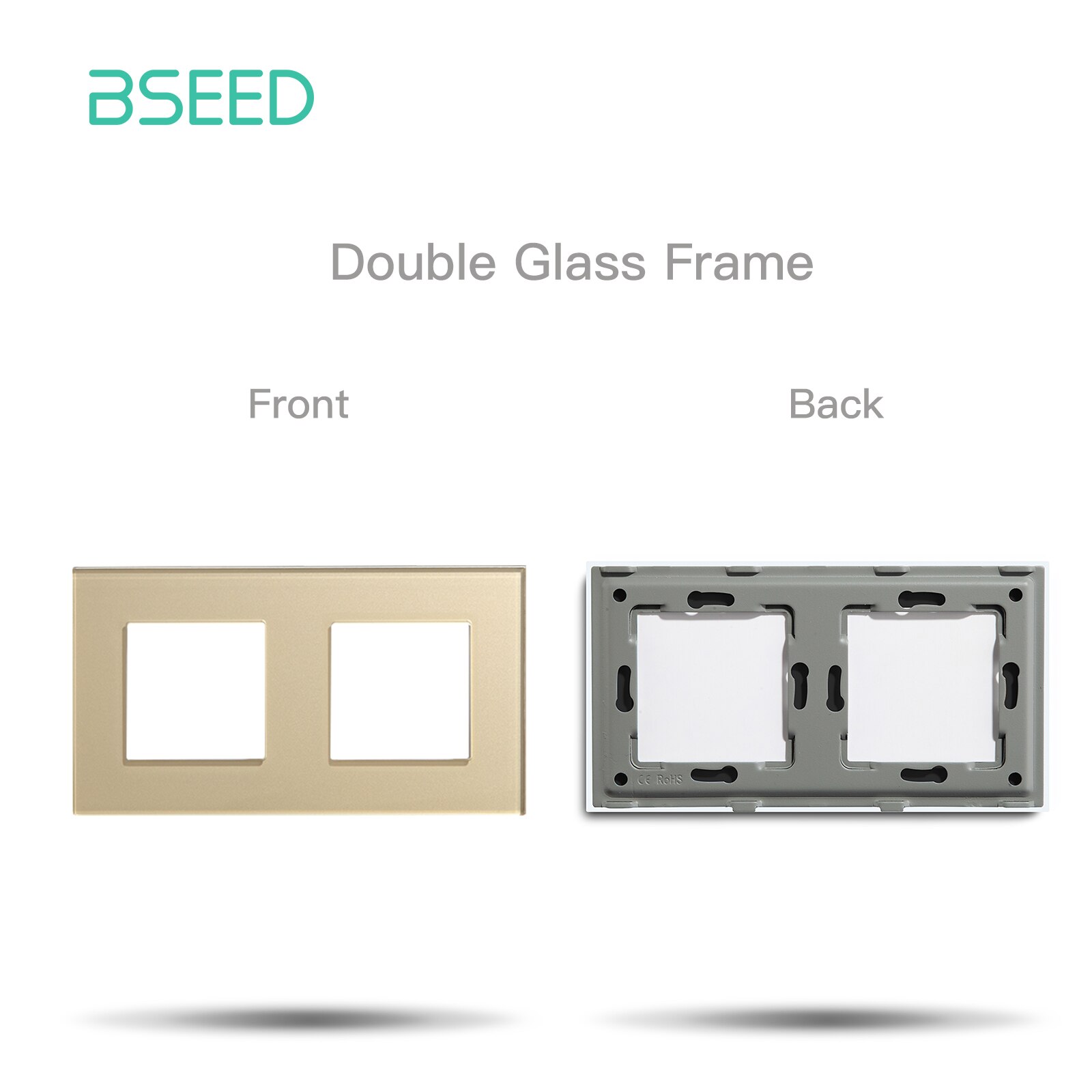 BSEED EU Standard Wall Glass Frame DIY Parts For Light Switch Sockets Metal Plate Included Crystal Panel Only 86/157/228mm: Silver