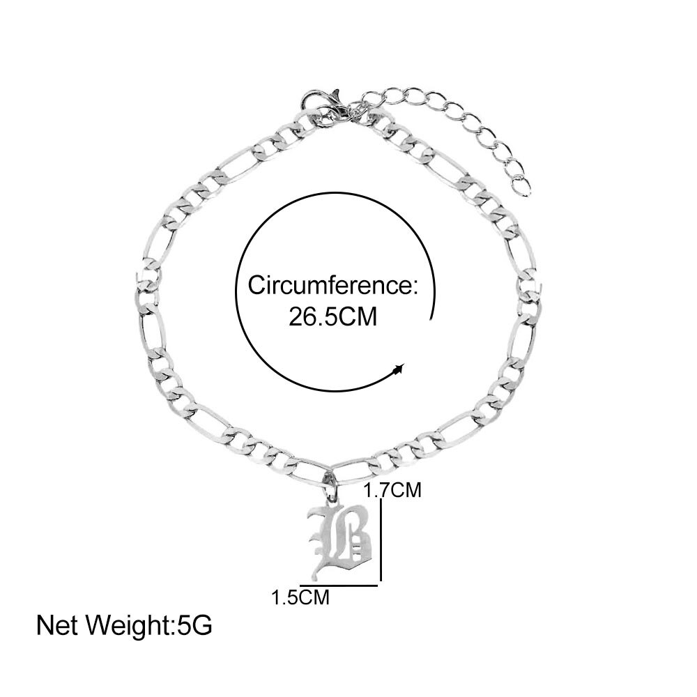 Flatfoosie-tobillera con inicial de letra S-Z para mujer, pulsera tobillera con letras del alfabeto, Color plateado, joyería Bohemia para pie de playa