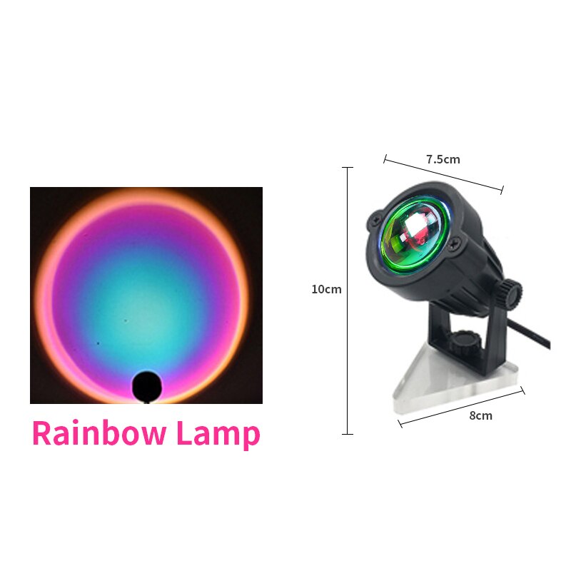 Usb Rainbow Sunset Projection Lamp LED Atmosphere Night Light Home Coffee Bar Indoor Projector Lamps Outdoor Decorative Lights: Rainbow light