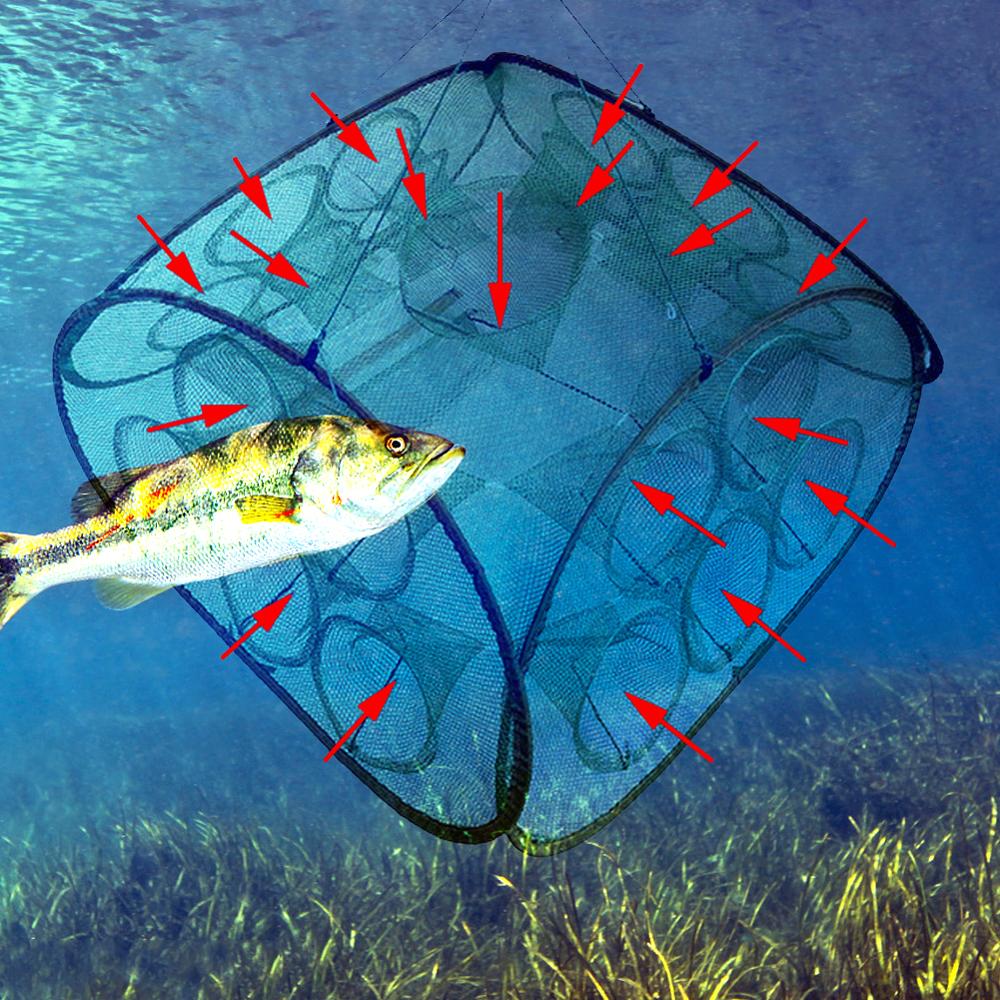 Versterkt 5/9/21 Gaten Automatische Visnet Garnalen Kooi Nylon Opvouwbare Crab Fish Trap Cast Netto Cast Vouwen Vissen netwerk