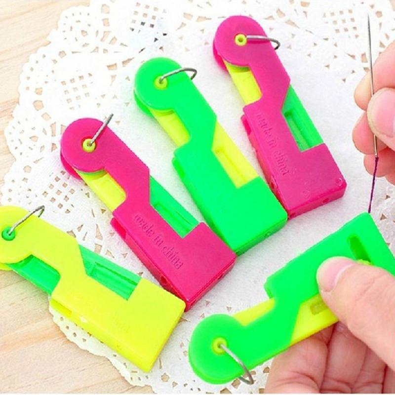Convenient Durable Needle Threader Portable Automatic Needle Threader Easy To Use Sewing Tools Random Colors: 5pcs random Color