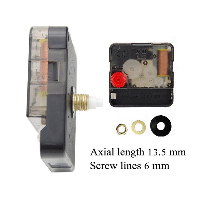 Quartz Clock Movement Sweep Mechanism Silent Step DIY Clocks Shaft Install Hand Kit Hand Tools Accessory: 13.5mm Thread Shaft