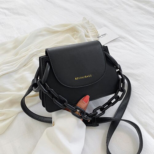 Women`s Shoulder Messenger Bag Pu Leather Crossbody Bags for Women Solid Ladies Hand Bags Sac A Main: Black