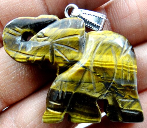 Natural stone Quartz Crystal Turquoises Opal lapis tiger eye Elephant pendant for diy Jewelry making necklace Accessories: NO.2