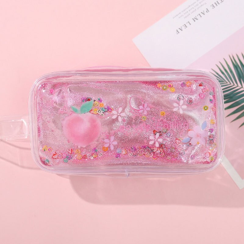 Kawaii owoce brzoskwinia awokado piórnik przezroczysty długopis torba o dużej pojemności piórnik dla dziewczyny szkolne śliczne biurowe: brzoskwinia E