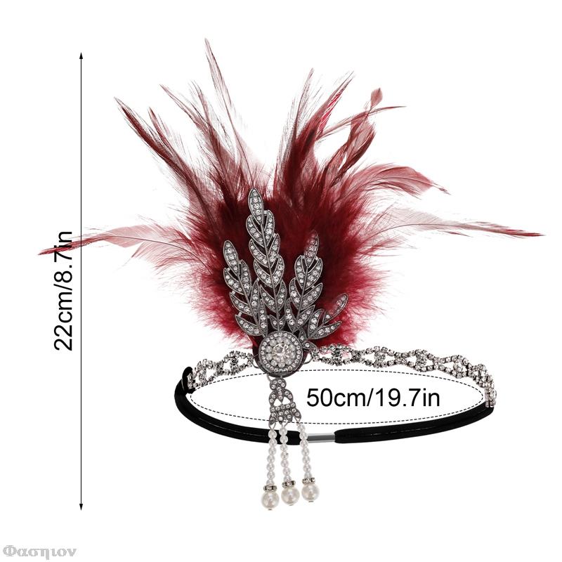 1920S Flapper Hoofdband Veer Hoofddeksel Brullend 20S Grote Gatsby Geïnspireerd Blad Medaillon Parel Hoofdband Vrouwen Haaraccessoires: Paars