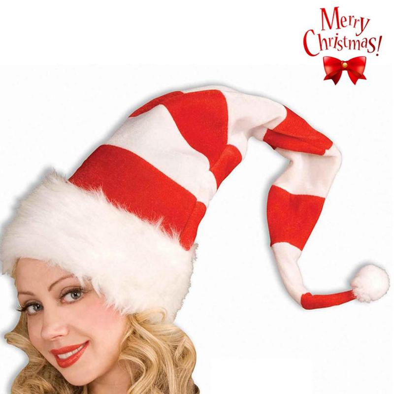 Long Striped Christmas Elf Hat For Home Bar Xmas Theme Party Funny Felt Plush Elf Hat Headgear