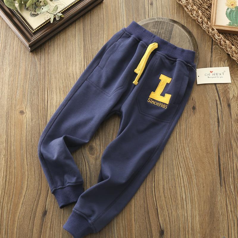 Børnebukser til drenge cargo bukser bogstaver efterår børnebukser afslappet børnetøj vinter teenagedrenge tøj til 4 6 8 12 14 år: Flåde / 14