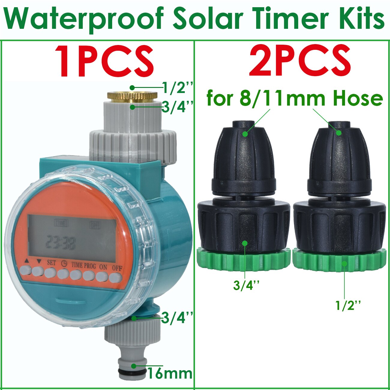 KESLA Irrigation Waterproof Solar Water Timer LCD Greenhouse Automatic Electronic Garden Irrigator Watering Controller System: Waterproof Solar-D