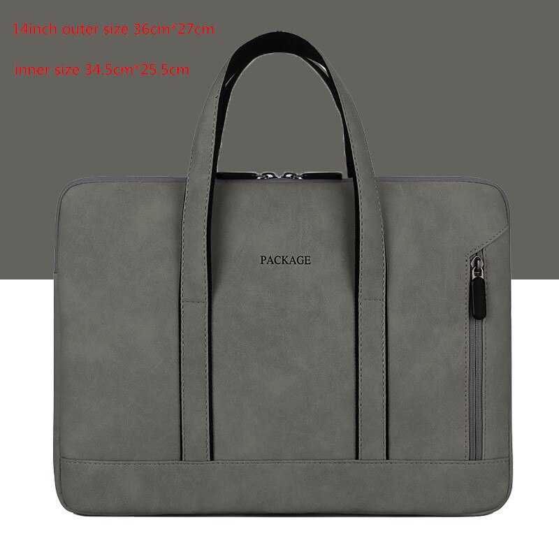 Portable Shockproof Laptop Briefcases PU Liner Bag Men's Women's Tote Cell Phone Document Storage Office Travel Business Pouch: Dark gray M