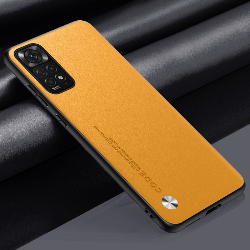 Étui de luxe en cuir PU pour Xiaomi Redmi Note 11S 11 Pro, coque arrière de Protection en Silicone mat pour Redmi Note 11E Pro: Denim / Fluorescent Jaune