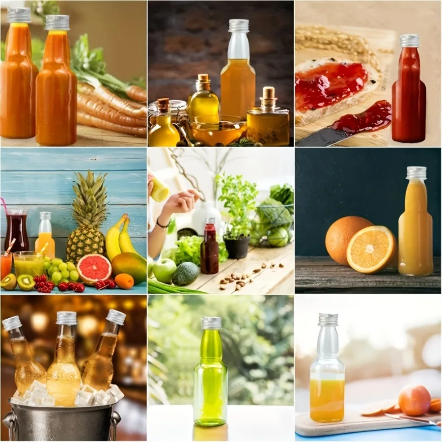 50pcs Mini Liquor Bottles, Plastic Alcohol Bottles Airtight Shot Bottles Little Spirit Bottle 25ml/0.85oz 1.7oz/50ml