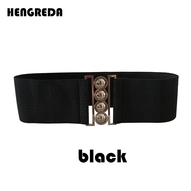 Elastic Belt for Dress Women Waist Belt hengreda Stretch Elastic Wide Corset Waist by Metal Buckle for Skrit Pants: Black
