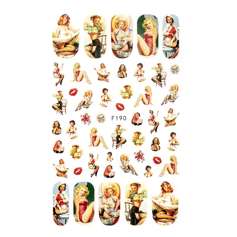 Nail Sticker DIY Retro Personality Pattern Flower Bunny Nail Decoration Sticker Marilyn Monroe Nail Sticker: 16-A140026