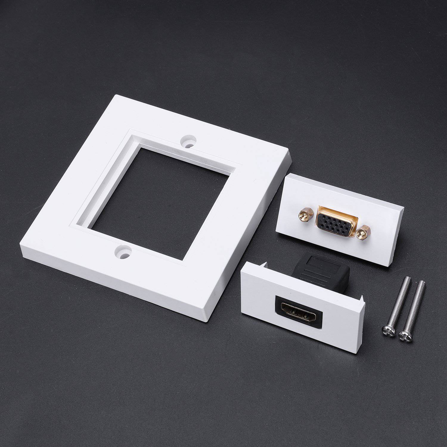 Presa A Muro Multifunzionale 3 In 1 | Pannello HDMI VGA DC Per Home Audio Video, Colore Bianco