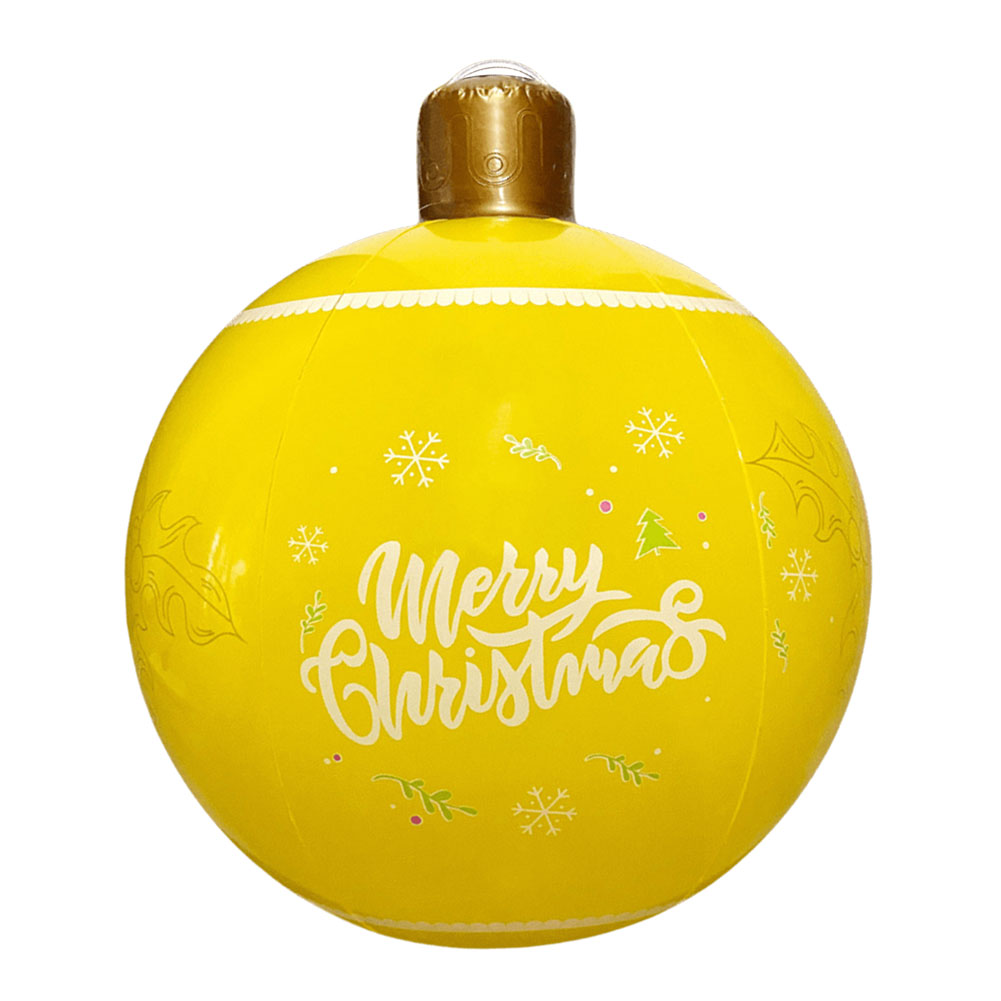 24 Zoll PVC aufblasbare Weihnachts ball Outdoor Indoor Weihnachten dekoriert Ball Riesen große große Bälle Spielzeug Neujahr Party Ornament: YELLOW