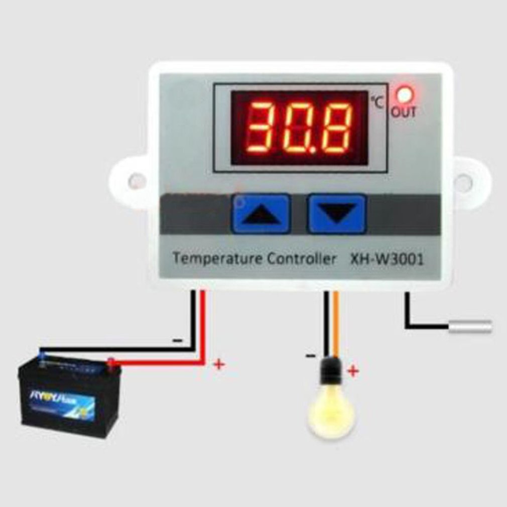 24V Digital LED Temperature Controller Thermostat Switch Waterproof Probe Wire Connect High Sensitivity Temperature Sensor