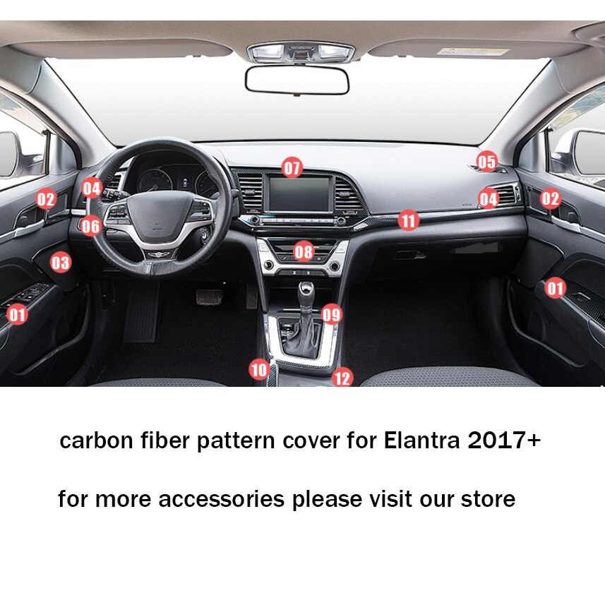 Pomo deportivo de fibra de carbono para palanca de cambios, tapa de palanca de cambios, embellecedor de Panel Protector, accesorios para Hyundai Elantra