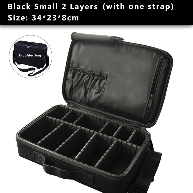 Make Up Bag Makeup Case Makeup Organizer Bolso Mujer Cosmetic Case Large Capacity Storage Bag: black S 2 layer