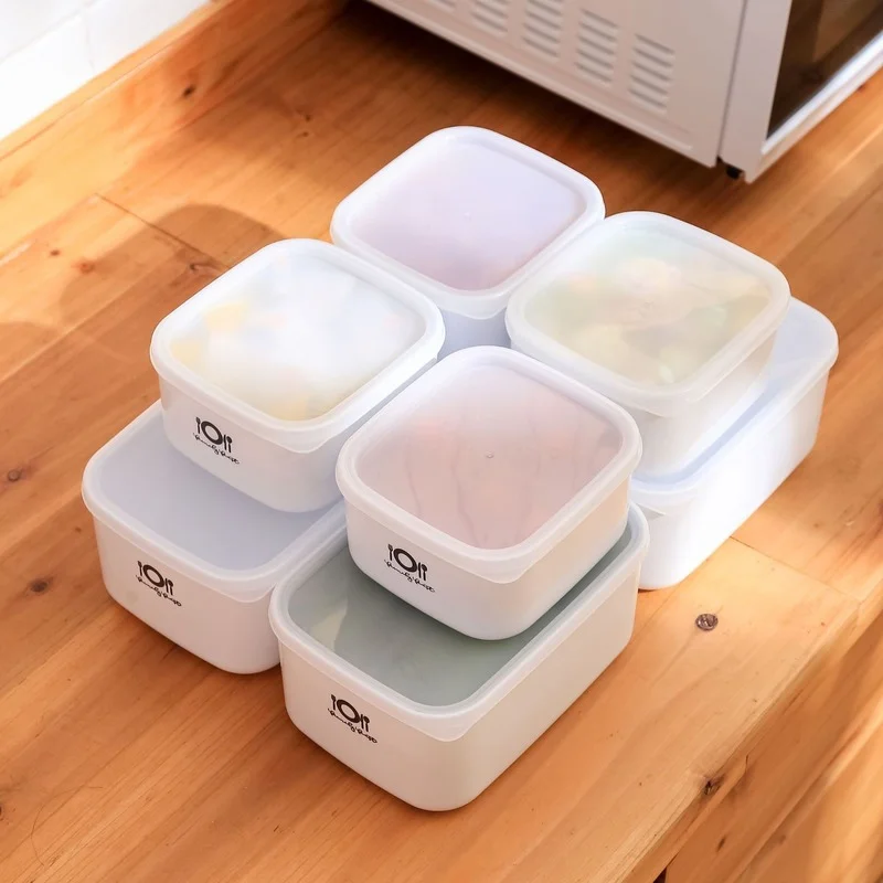Fiambrera Rectangular pequeña, mediana y grande, refrigerador de plástico, cajón para frutas, caja Bento para microondas, caja de almacenamiento de alimentos