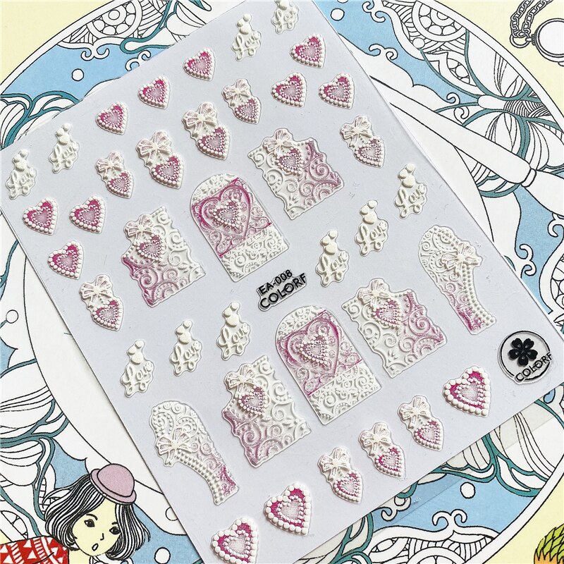 EA-025 EA-024 EA-023 EA-001 coiffeuse Miroir horloge 5D colle Arrière Nail Art Autocollants Curseurs Clou ornement décoration: EA-008