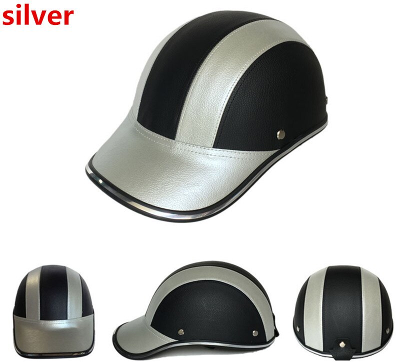 ESCAM Safety Helmet Motorcycle Helmet half helmet summer electric car men women personality baseball helmet protection: silver