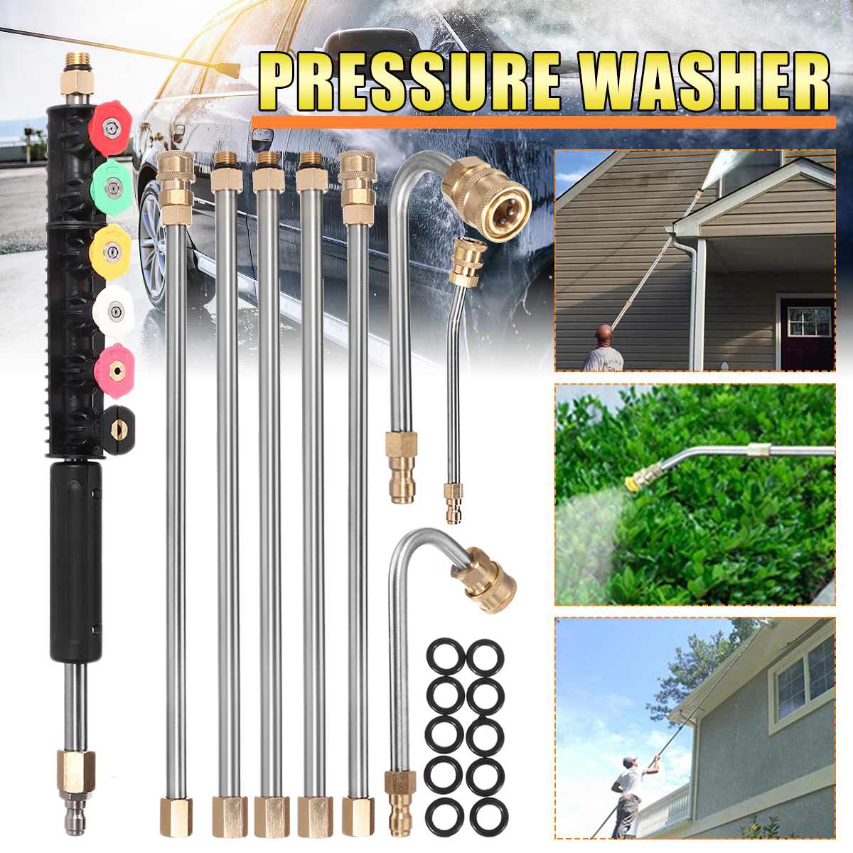 Gutter Cleaning Tool Pressure Washer - Extension Wands Roof Cleaner Lance Nozzle - 97inch Replacement Lance 1/4" Quick Connect