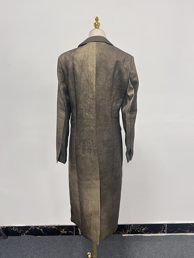 TWOTWINSTYLE Hit Kleur Casual Lange Loopgraven Voor Vrouwen Revers Lange Mouw Patchwork Zakken Losse Jassen Vrouwelijke Mode Kleding