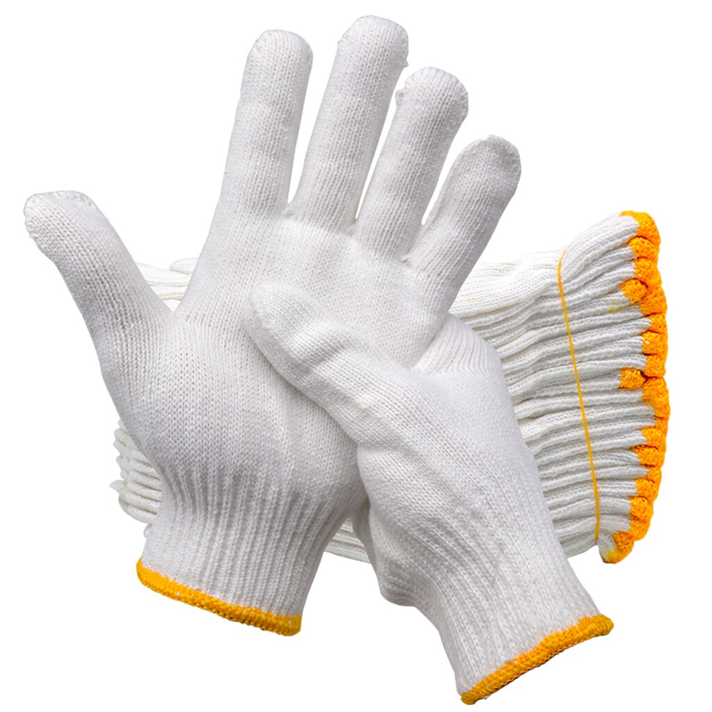 Guantes de trabajo de protección de punto de hilo de algodón para pintor, almacén Industrial, jardinería, hombres y mujeres, color Beige Natural, 12 pares
