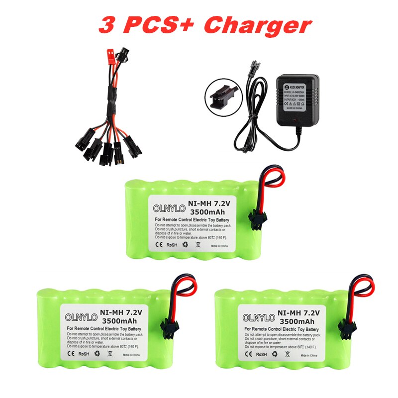 7,2 V 3500mAh Ni-Mh Akku und Ladegerät einstellen Für Rc Spielzeug Autos Panzer Lkw Roboter Pistolen Boote AA 7,2 V NI-MH Akku: 3Stck