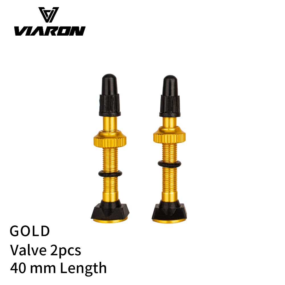 VIARON Bicycle Valve 40mm/60mm MTB Road Bike Tubeless Tires Conversion Anodize Aluminum Alloy Sealant Accessories: 40mm Gold 2pcs