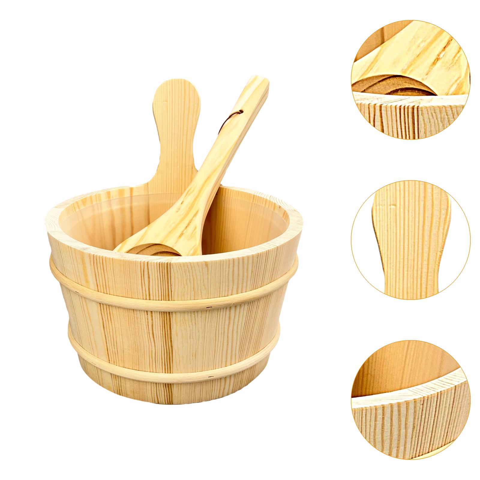 Conjunto de balde de madeira para sauna 5 L portátil premium multiuso balde de chuveiro sauna