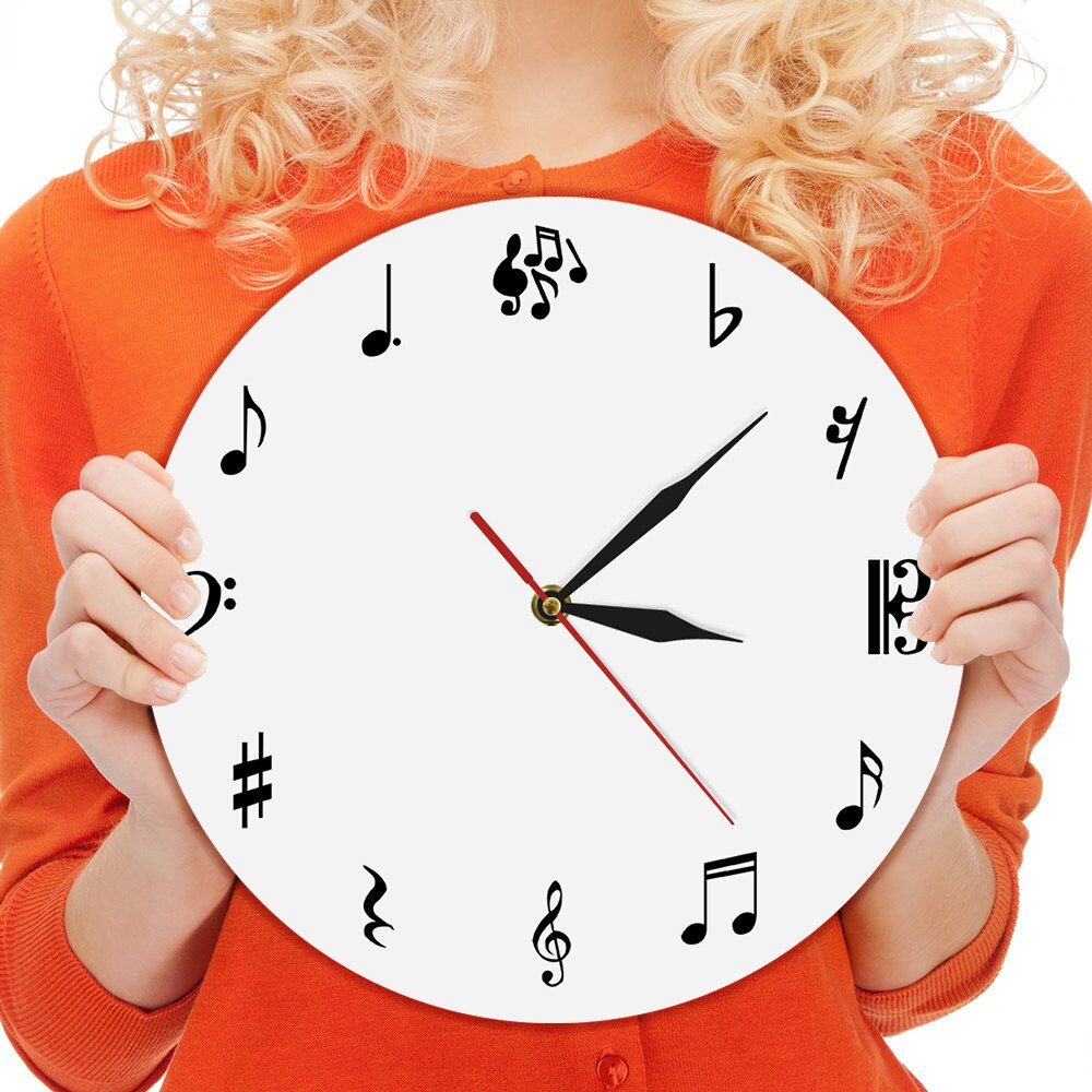 1Piece Music Notes Modern Wall Clock Acrylic Wall Clock For Music Lover Music Sign Wall Clock Watch Timepiece
