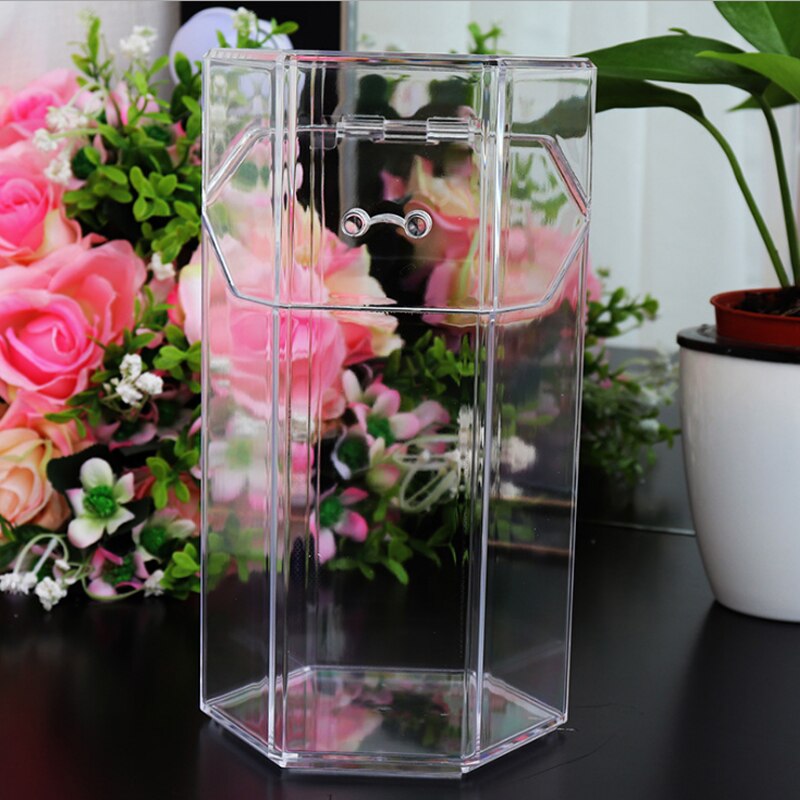 Hunyoo akryl klar makeup børste opbevaring plast makeup organizer kosmetisk værktøj holder med låg kosmetisk børste opbevaringsboks