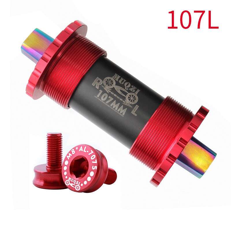 Mountain Bike Titanium Alloy Square Hole Ceramic Bottom Bracket 103/107/110/113/119/122mm Folding Road Bike Bottom Brackets: Red-107mm
