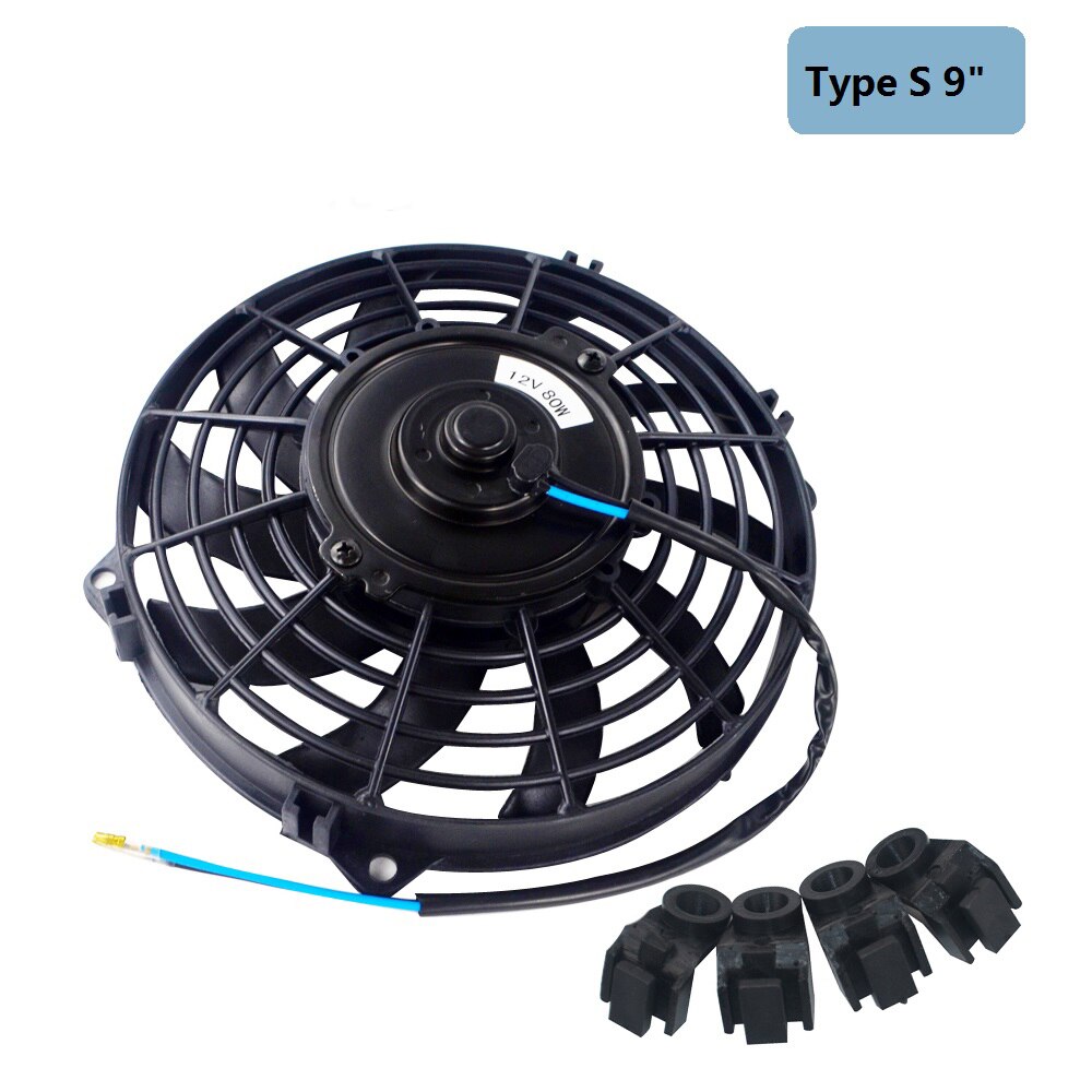 7 9 10 12 13 14 tums universal 12v 80w smal, reversibel svart blad elektrisk kylfläkt monteringssats för automatisk fläkt: 9 tum