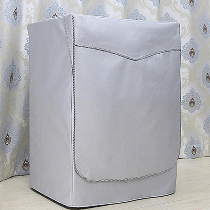 Washing Machine Sun Cover Drum Silver Edge Zipper Washing Machine Cover Waterproof Dust-Proof Washer Protection Front Cover