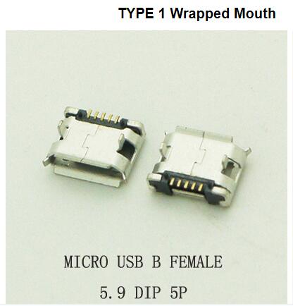 10 stks/partij 5Pin 5.9mm Micro USB 5pin DIP Vrouwelijke connector voor mobilephone Mini USB jack PCB lassen socket