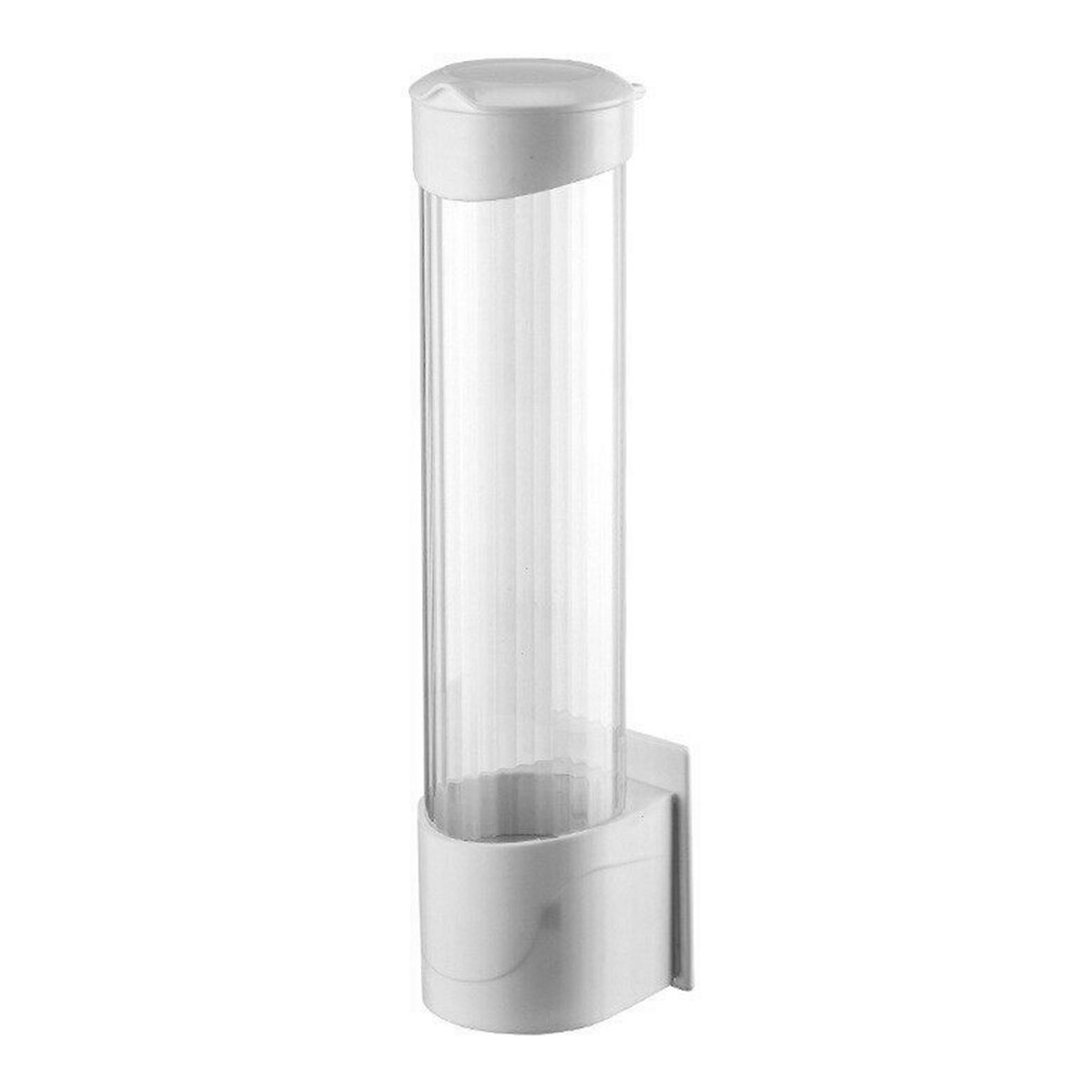 1 Uds. Caja de almacenamiento de vasos desechables organizador sin perforaciones vasos de papel para colgar en la pared caja de almacenamiento de plástico para fuente de bebida: Blanco